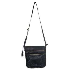 Wise Owl Black Leather Purse w/Gold Zippers